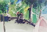 Seychellen, Bamboo Park, Gouache, 56 x 81 cm, 1997