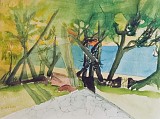 Seychellen, Garten am Strand, Gouache, 85 x 105 cm, 2000